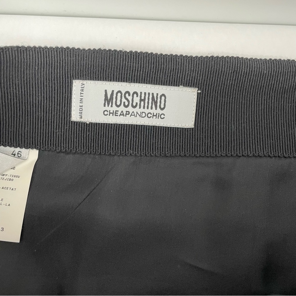 Moschino Wool Chic Mini Skirt Women’s 12 Metallic Green Pleated Croc Pattern - Picture 4 of 13
